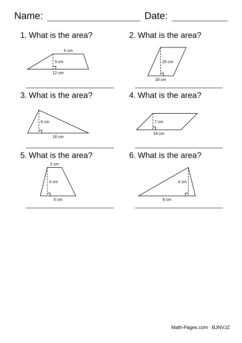 Sample page from Area of Polygons Worksheets