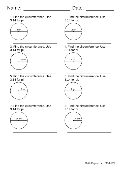 Sample page from Circumference of a Circle Worksheets