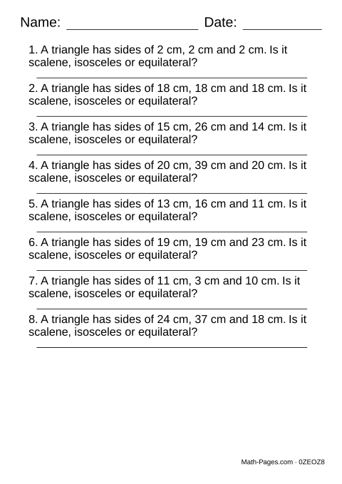 Sample page from Classifying Triangles by Their Sides