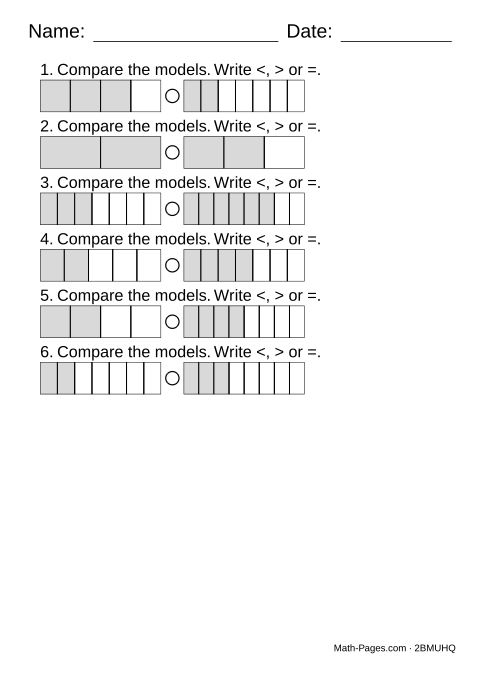 Sample page from Comparing Fractions With Models