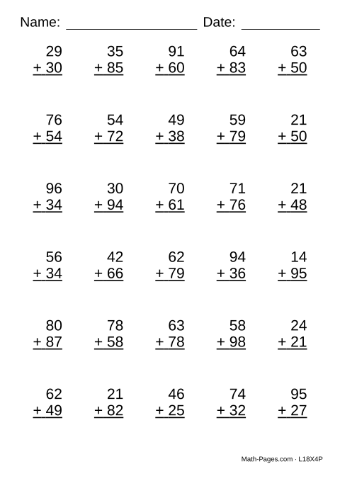 Sample page from Differentiated Math Worksheets