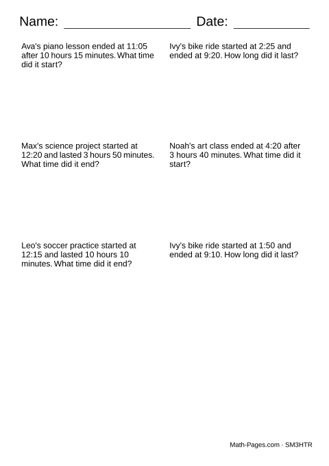 Sample page from Elapsed Time Word Problems