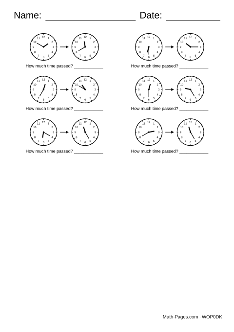 Sample page from Elapsed Time Worksheets