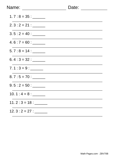 Sample page from Equivalent Ratios