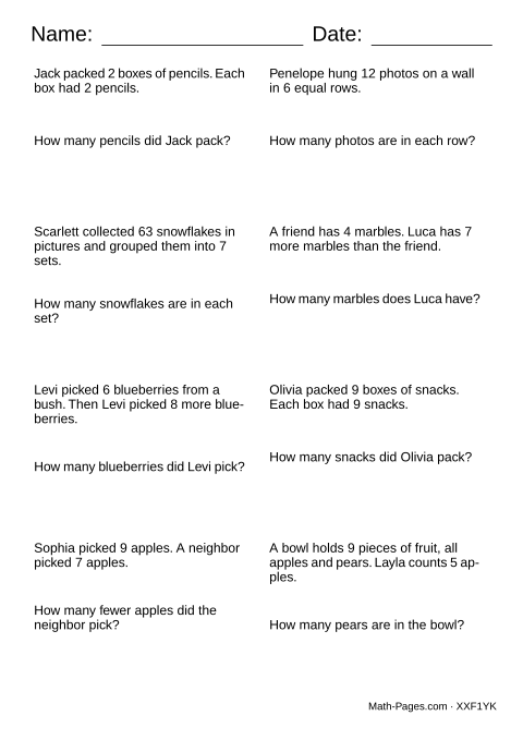 Sample page from Mixed Operation Word Problems