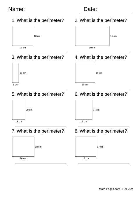 Sample page from Perimeter Worksheets