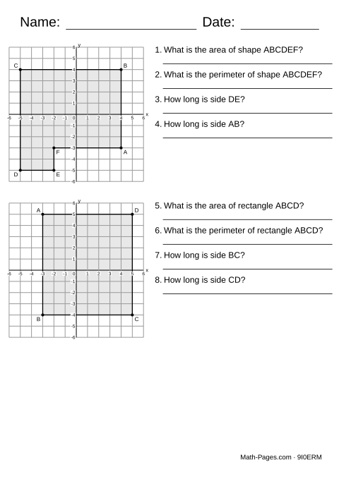 Sample page from Polygons on the Coordinate Plane Worksheets