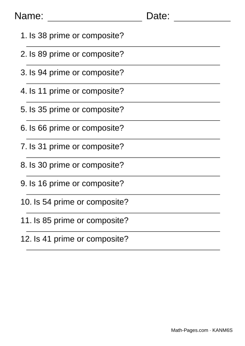 Sample page from Prime and Composite Numbers