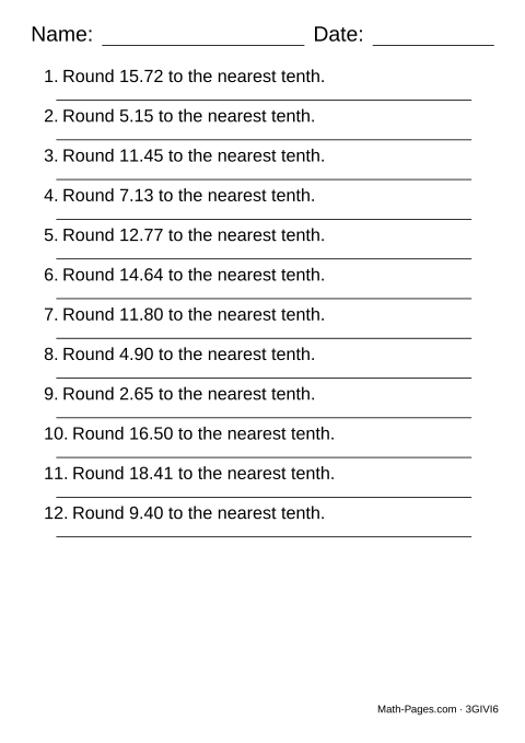 Sample page from Rounding Decimals