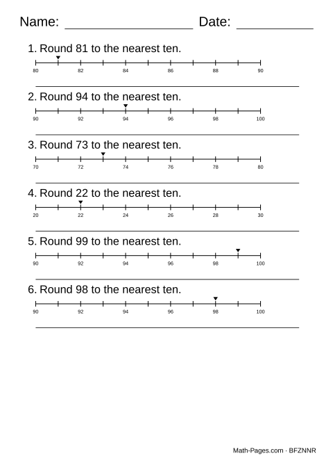 Sample page from Rounding on a Number Line