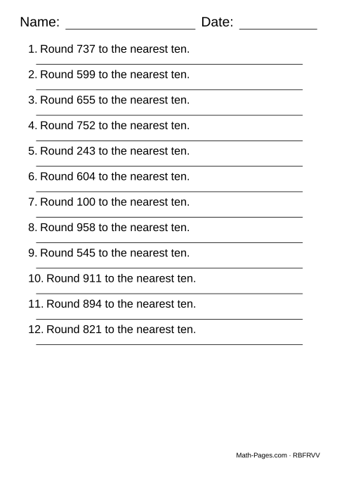 Sample page from Rounding to the Nearest 10
