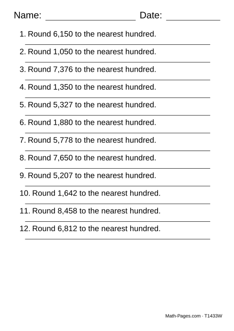 Sample page from Rounding to the Nearest 100