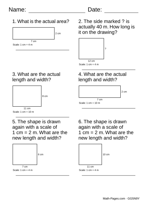 Sample page from Scale Drawing Worksheets