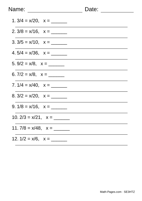 Sample page from Solving Proportions