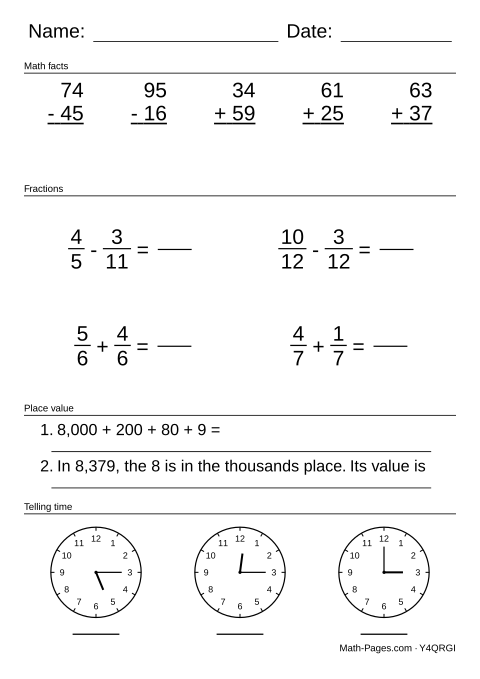 Sample page from Spiral Review Worksheets