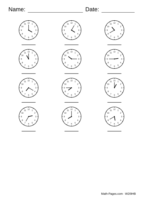 Sample page from Telling Time to Five Minutes