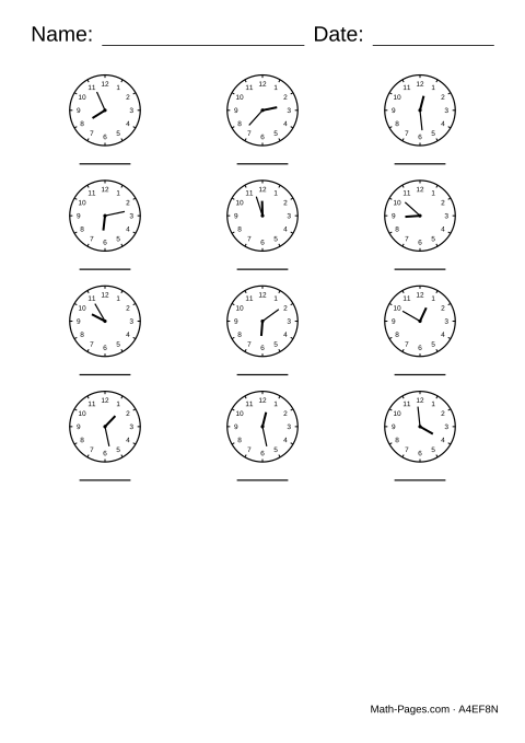 Sample page from Telling Time to the Minute